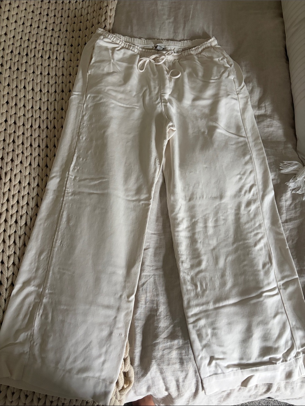 A New Day Wide Leg Drawstring Pants in Cream L Long